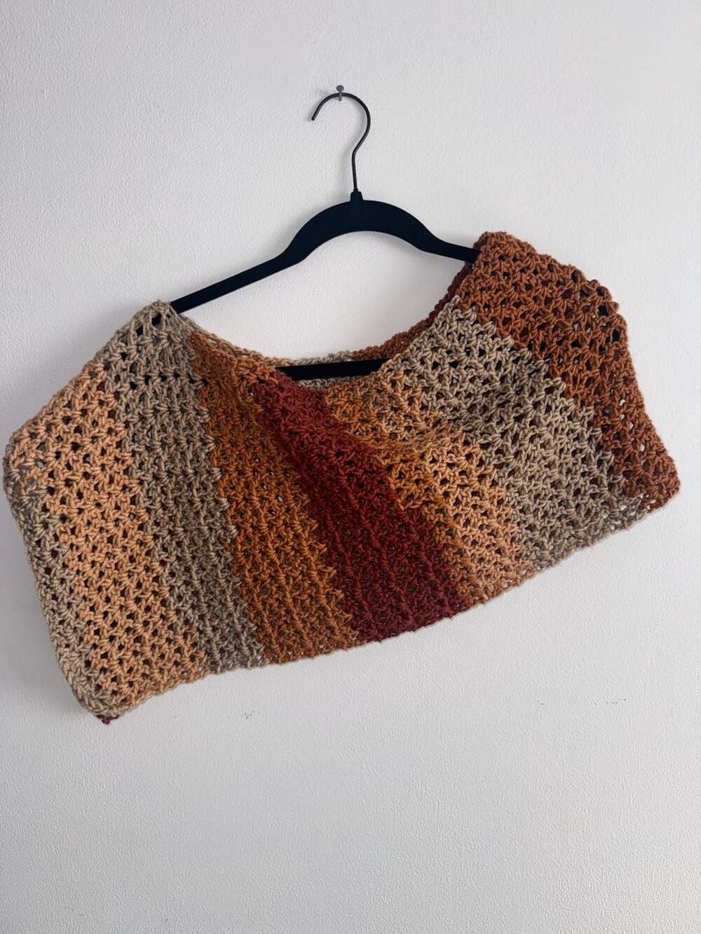 Handmade Crochet Poncho Ombre Autumnal Fall Colors